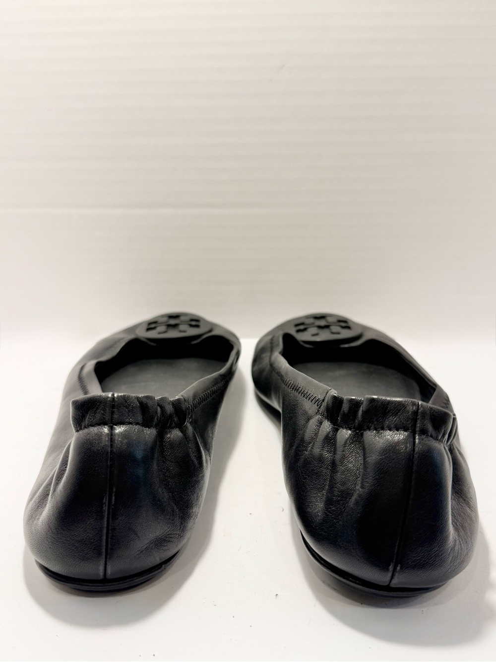 Tory Burch Black Leather Logo Ballet Flats Women’s Size 12M - Picture 3 of 6